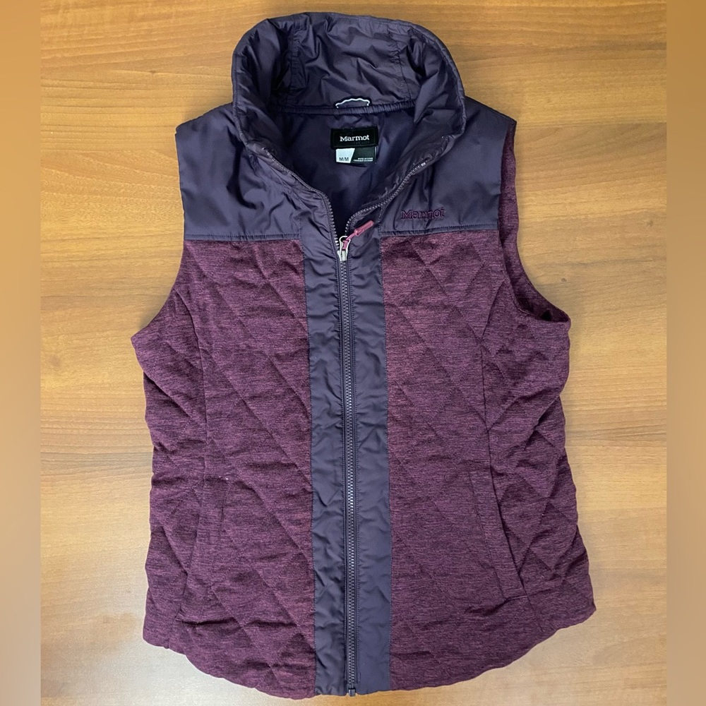 Marmot Abigal Womens Insulated Vest Quilted Sz M Heathered Purple